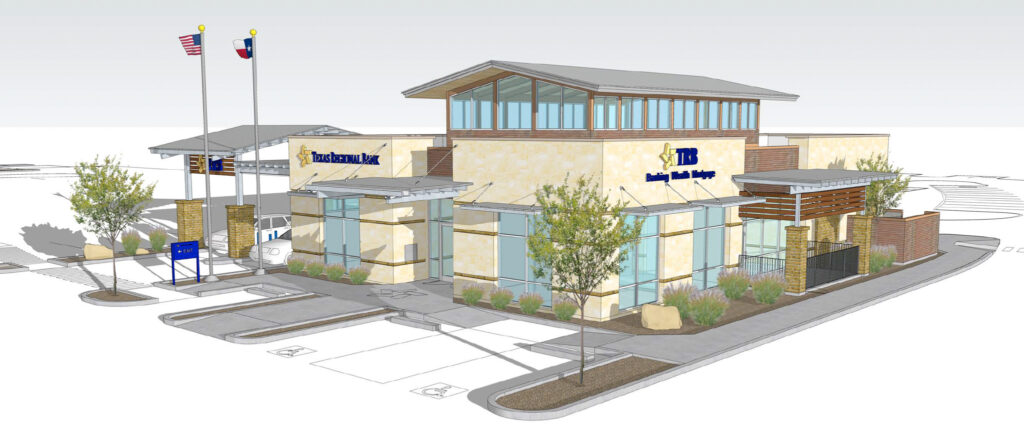 Exterior Rendering of new Texas Regional Bank San Antonio TX