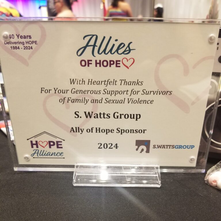 S Watts Group Team attends Ally of Hope, a Hope Alliance Event